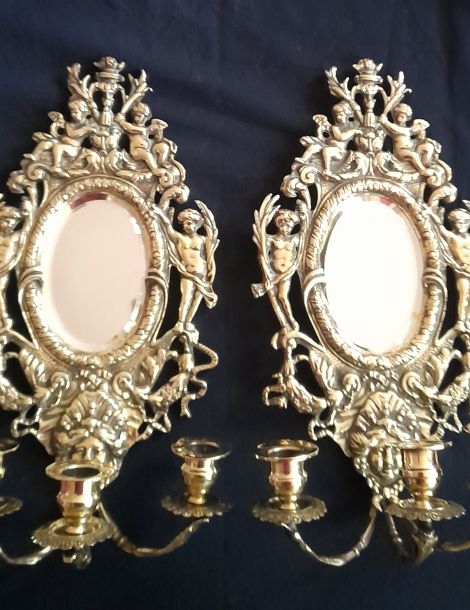 2 APPLIQUES MIROIR EN BRONZE NAPOLEON III