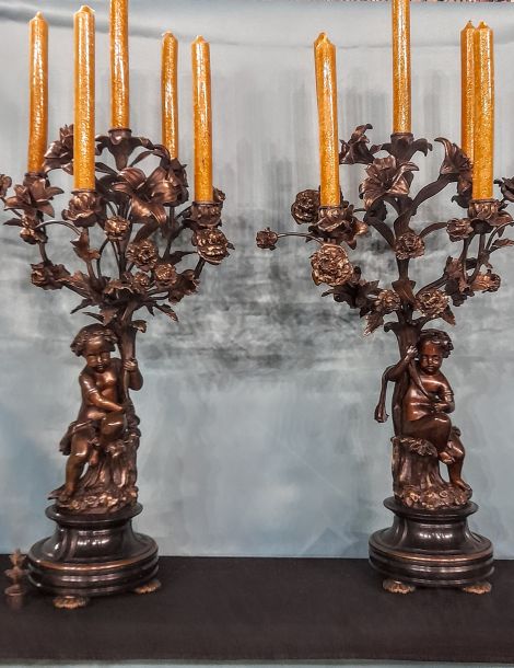 PAIRE DE CANDELABRES EN BRONZE NAPOLEON III